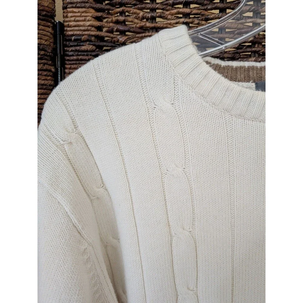 VTG Oscar de la Renta Cable Knit Sweater Mens XL Cream Coastal Old Money Preppy